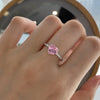 925 Silver Pink Heart Cut / Micro Pave Band