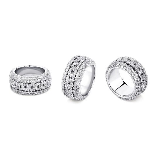 10mm Spinning Layered Ring White Gold