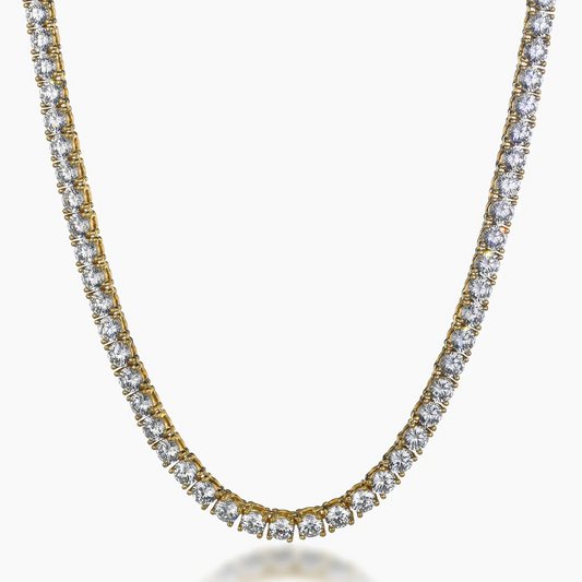 Round Cut Tennis Chain 18k Yellow Gold