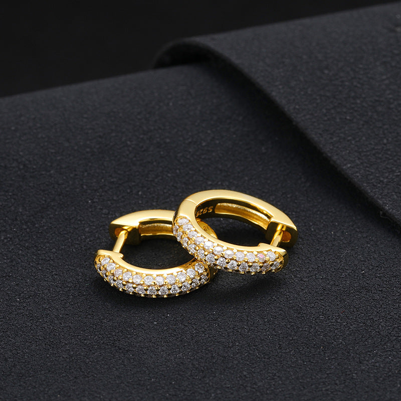 Prong Hoop Earrings 18k Gold Vermeil + Moissanite