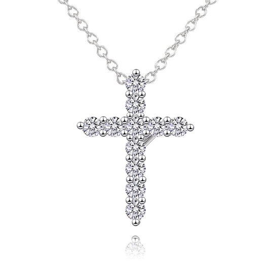 Moissanite Micro Cross Pendant - 925 Silver