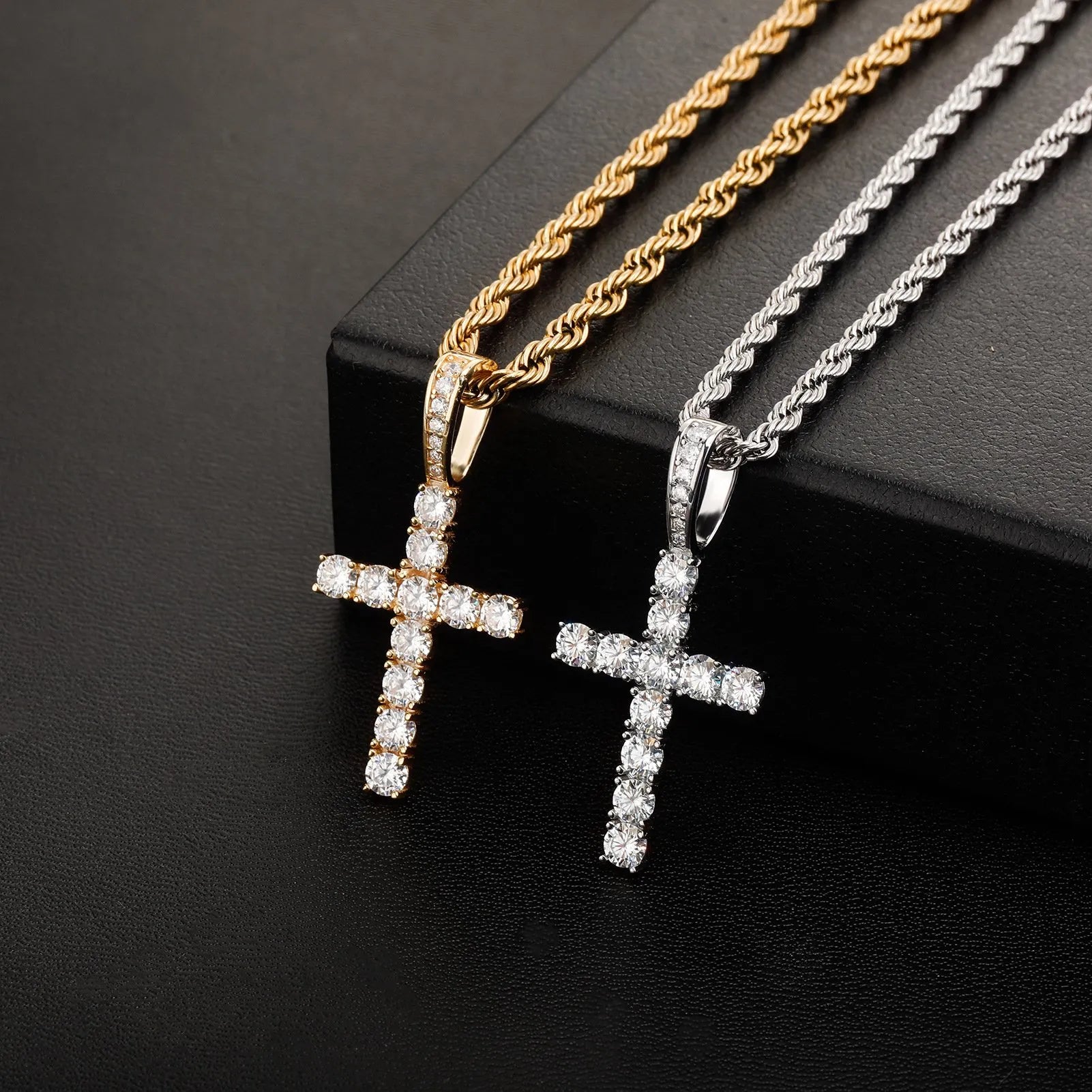 Diamond Cross Pendant Yellow Gold