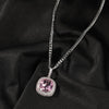 Iced Pink Gem Pendant White Gold