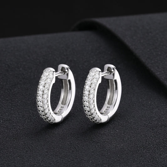 Prong Hoop Earrings 925 Silver + Moissanite