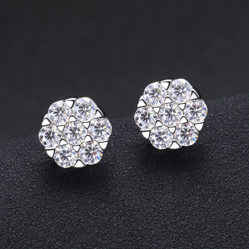 Moissanite Cluster Earrings 925 Silver