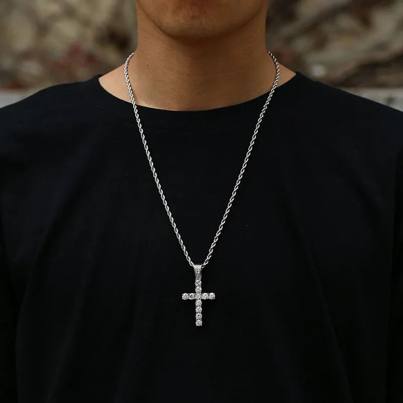 Diamond Cross Pendant White Gold