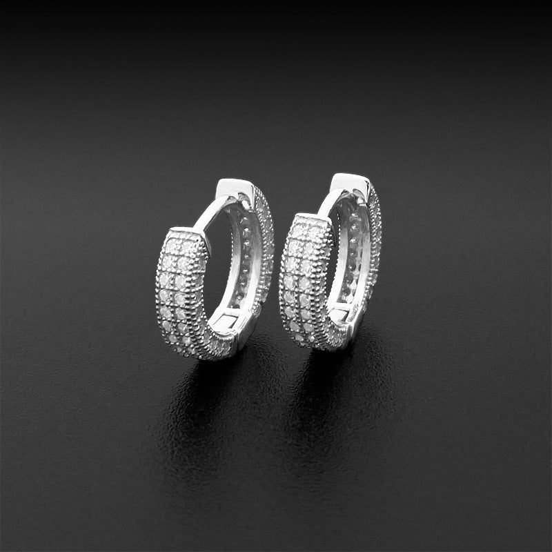 Pave Hoop Earrings 925 Silver + Moissanite