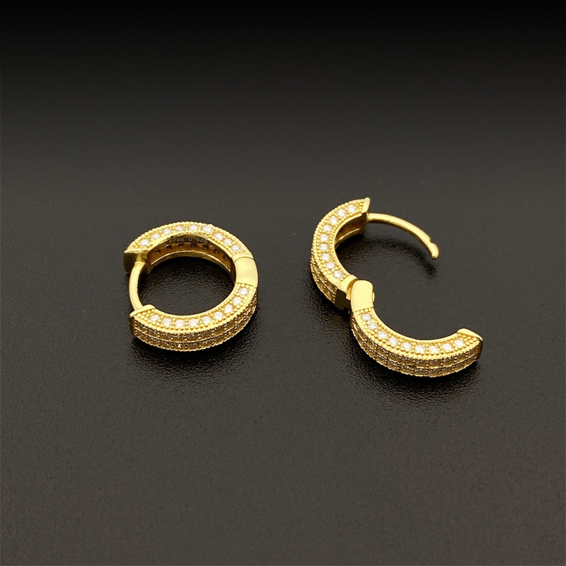 Pave Hoop Earrings 18k Gold Vermeil + Moissanite