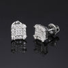 8mm Cluster Square Earrings 925 Silver + Moissanite