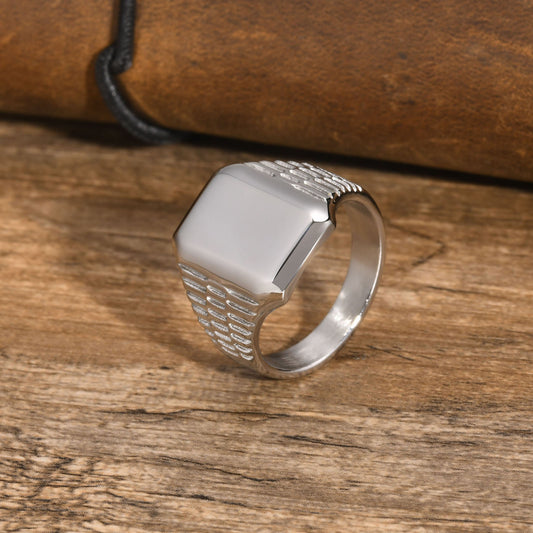 17.5mm Textured Band Ring Silver