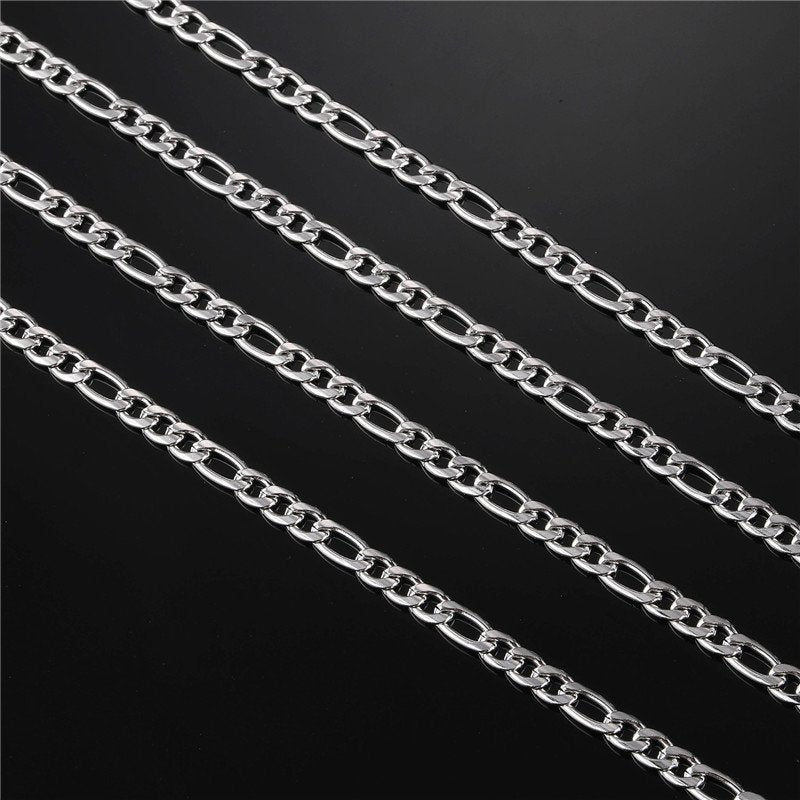 Figaro Link Chain White Gold