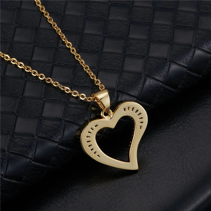 Baguette Heart Pendant Yellow Gold