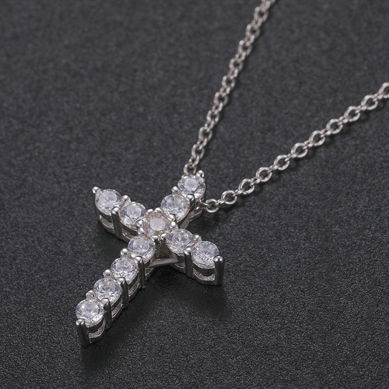 Moissanite Micro Cross Pendant - 925 Silver