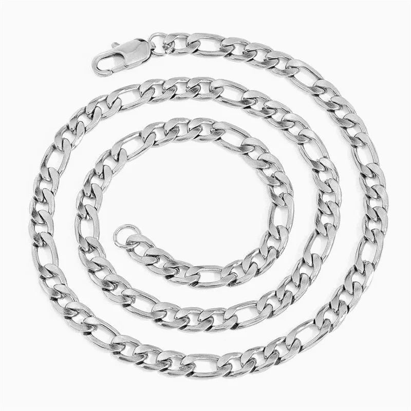 Figaro Link Chain White Gold