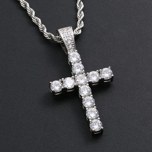 Diamond Cross Pendant White Gold