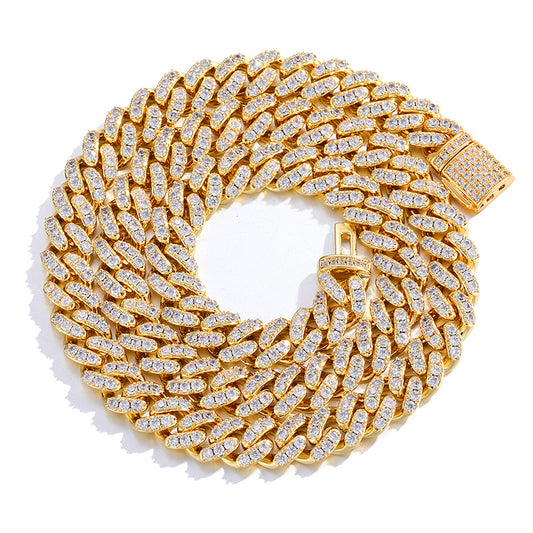 8mm Diamond Cuban Link Chain 18k Gold