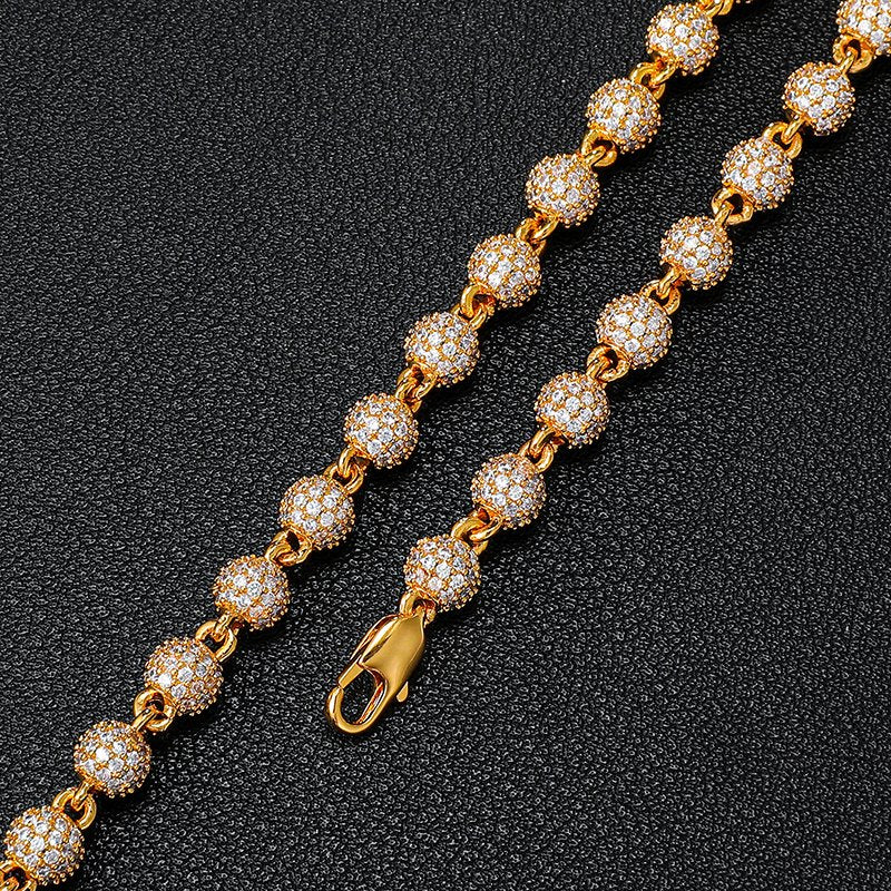 6mm Diamond Bead Bracelet 18k Yellow Gold