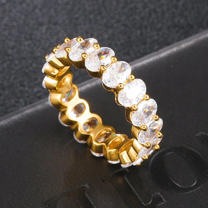 6mm Oval Cut Tennis Ring 18k Gold