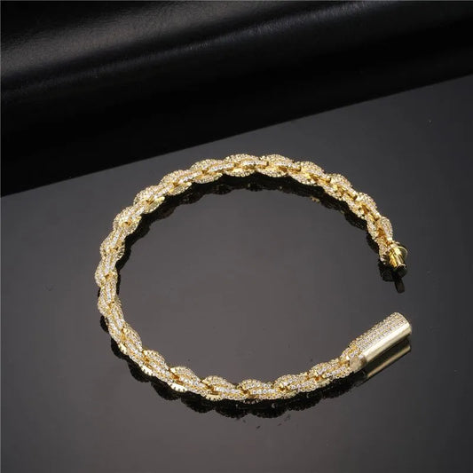 6mm Twisted Rope Bracelet Yellow Gold