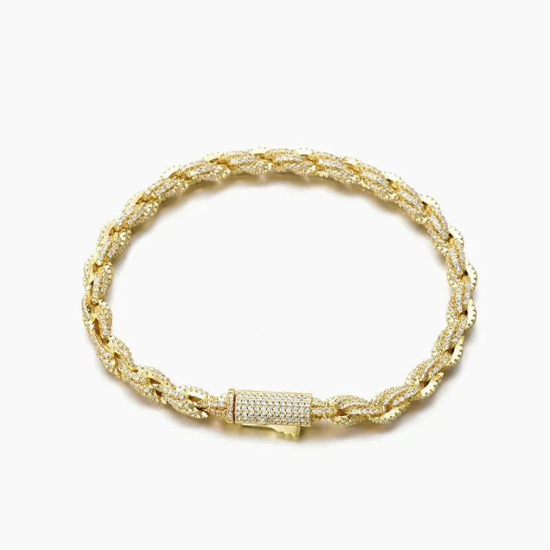 6mm Twisted Rope Bracelet Yellow Gold