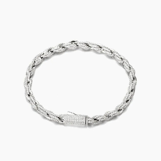 6mm Twisted Rope Bracelet White Gold