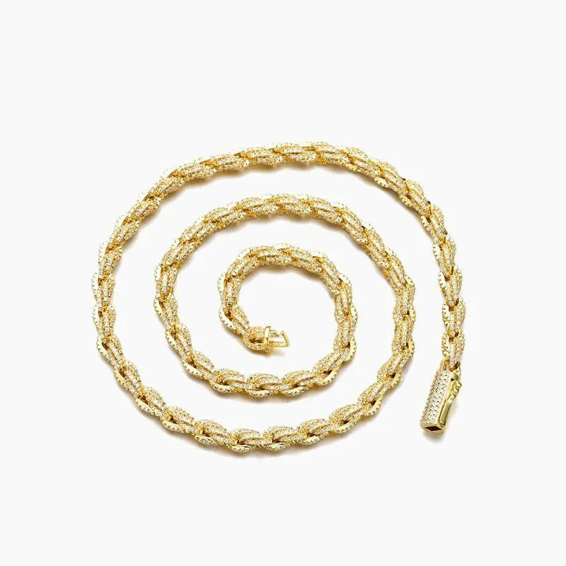 6mm Twisted Rope Chain Yellow Gold