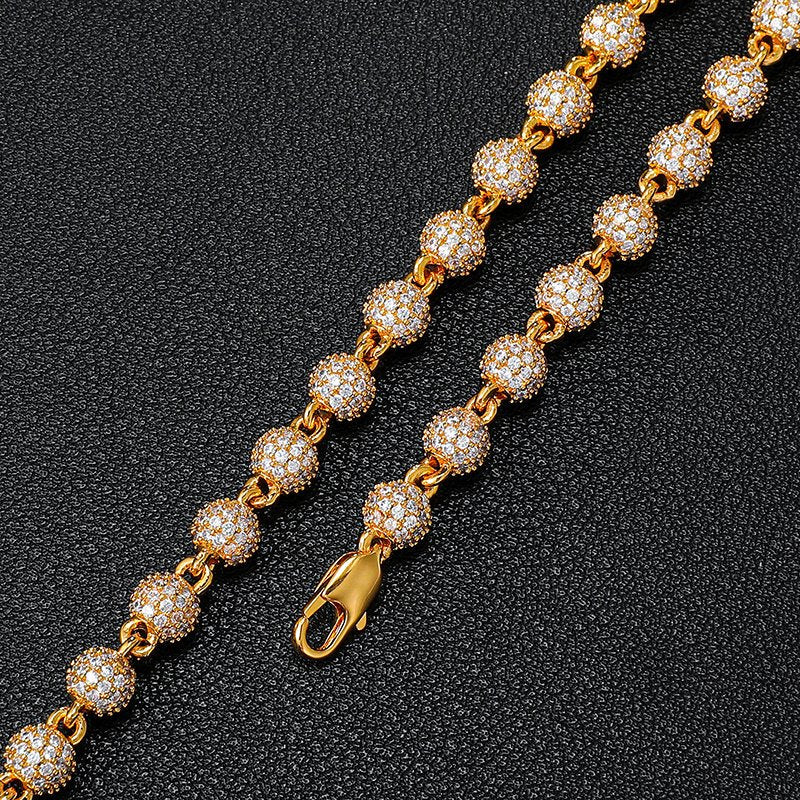 6mm Diamond Bead Chain 18k Yellow Gold