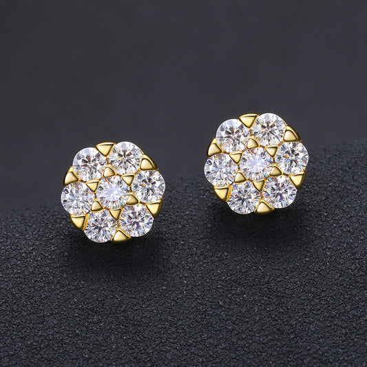 Moissanite Cluster Earrings 18k Gold Vermeil