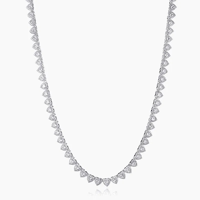 7mm Heart Cluster Tennis Chain White Gold