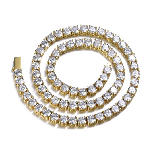 Round Cut Tennis Chain 18k Yellow Gold