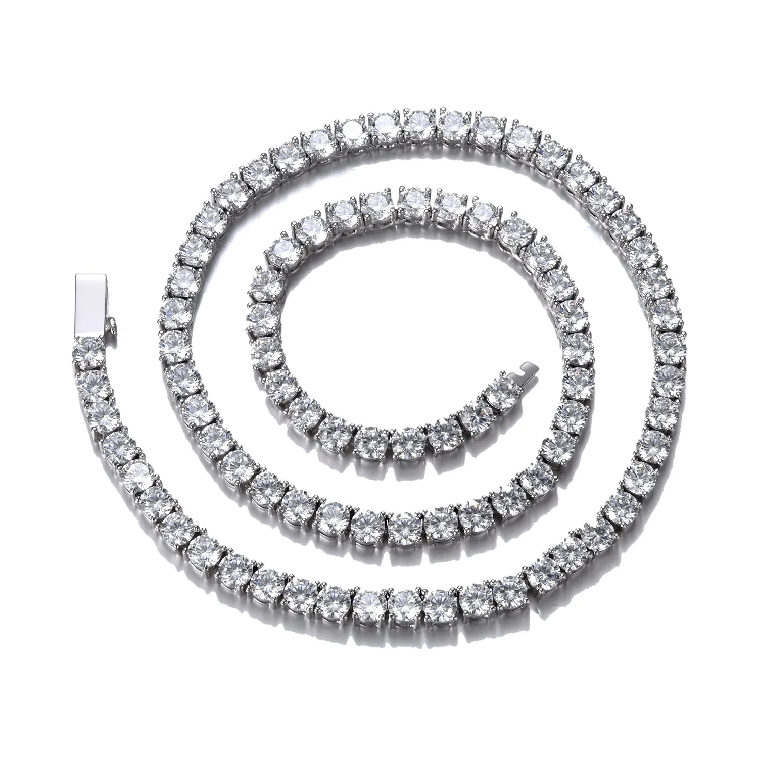 Round Cut Tennis Chain White Gold