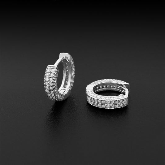 Pave Hoop Earrings 925 Silver + Moissanite