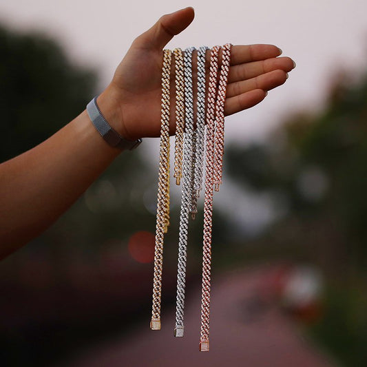 8mm Diamond Cuban Bracelet White Gold