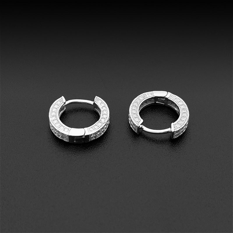 Pave Hoop Earrings 925 Silver + Moissanite