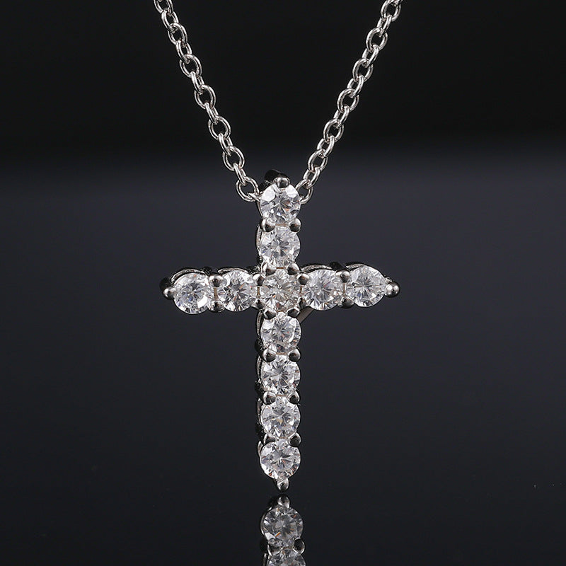 Moissanite Micro Cross Pendant - 925 Silver