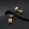 7mm Pave Square Stud Earrings 18k Gold Vermeil + Moissanite