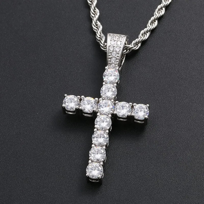 Diamond Cross Pendant White Gold