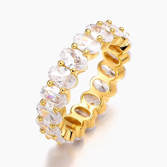 6mm Oval Cut Tennis Ring 18k Gold