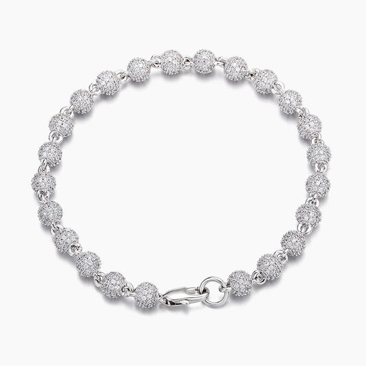 6mm Diamond Bead Bracelet White Gold