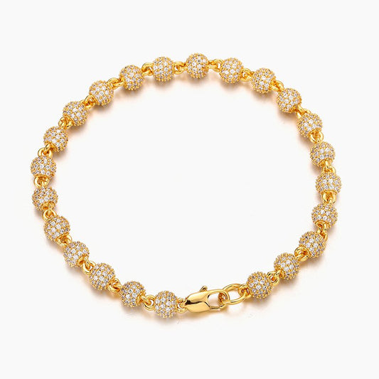 6mm Diamond Bead Bracelet 18k Yellow Gold