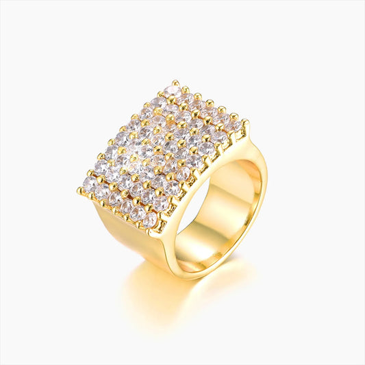 15mm Diamond Signet Ring 18k Yellow Gold