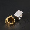 15mm Diamond Signet Ring White Gold