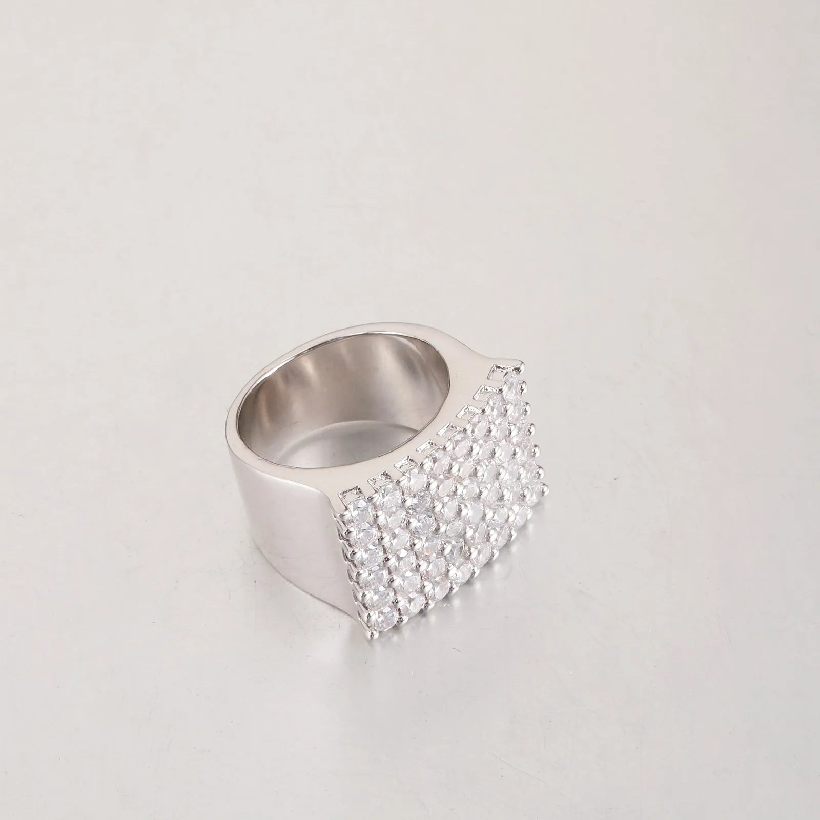 15mm Diamond Signet Ring White Gold