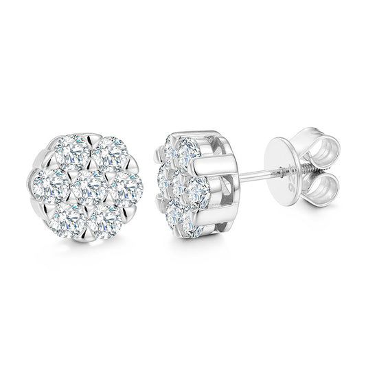 Moissanite Cluster Earrings 925 Silver