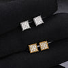 7mm Pave Square Stud Earrings 18k Gold Vermeil + Moissanite