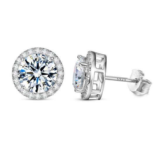 Center Stone Earrings 925 Silver + Moissanite