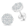 7mm Cluster Earrings 925 Silver + Moissanite