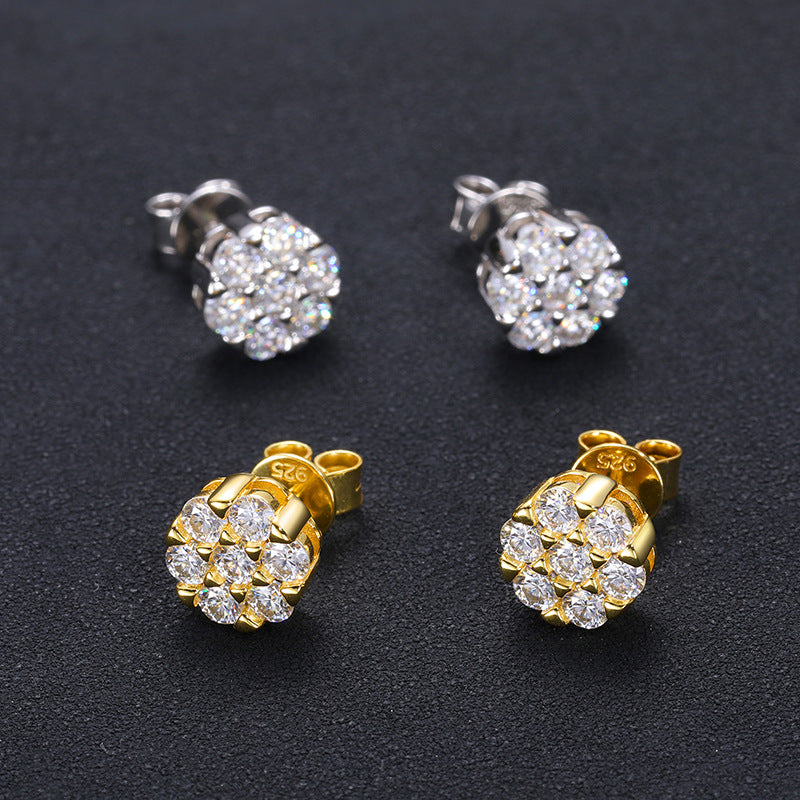 Moissanite Cluster Earrings 18k Gold Vermeil