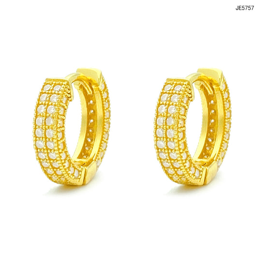 Pave Hoop Earrings 18k Gold Vermeil + Moissanite