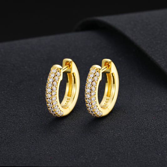 Prong Hoop Earrings 18k Gold Vermeil + Moissanite